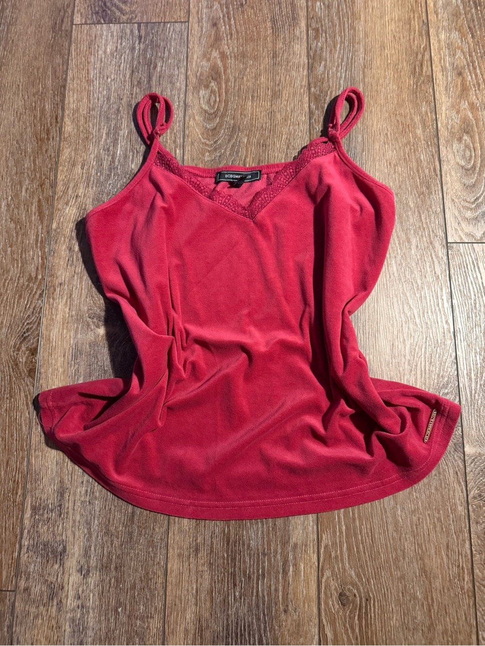 BCBGMaxAzria Crimson Lace-Trim Spaghetti Strap Camisole